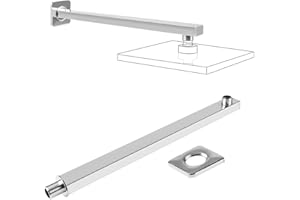 NAKIHOUSE Brausearm, 40cm Edelstahl Quadratisch Wandarm Duscharm für Regenduschkopf Wandmontage (Nein Enthalten Duschkopf）