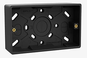 SHPELEC® 2 Gang Surface Mount Pattress Box – 25mm Deep | Matt Black Plastic Back Box for Double Sockets & Switches | Stylish & Durable Wall Mount Housing (2 Gang Back Box)