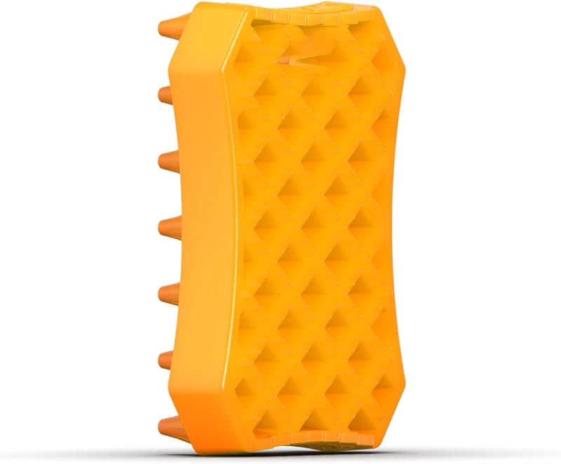 WAHL Sheddy Rubber Brush - Herramienta de peluquería con doble cara para eliminar el pelo suelto y dar masajes, con protuberancias de goma suaves para pieles sensibles, color naranja