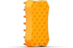 WAHL Sheddy Rubber Brush - Herramienta de peluquería con doble cara para eliminar el pelo suelto y dar masajes, con protuberancias de goma suaves para pieles sensibles, color naranja
