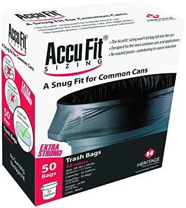 AccuFit H5645TKRC1 Can Liners, 23gal, .90mil, Black, 28" x 45", Box of 50