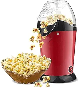 Limbjal Hot Air Popcorn Machine and Home Use Electric Big Popcorn Machine,Automatic Instant Popcorn Maker Stylish Design ,Hot Air Popcorn Machine,1200 W Electric Oil Free Maker with Measuring Cup Carnival Parties Instant Popper Fat Healthy Household Stylish Design (Big size-Don't use oil))