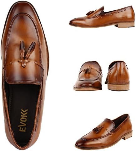 Smart Men's Formal Shoes Boat Casual Loafers Leather Tassel Loafer UK 7 To 11 (UK 7, Brown)