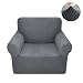 Produktbild Interlink-UK Sessel Husse Sesselbezug Sesselhusse Elastisch Stretch Jacquard aus Rutschfest Material Elegant (Grau, 1 Sitzer 80-120cm)