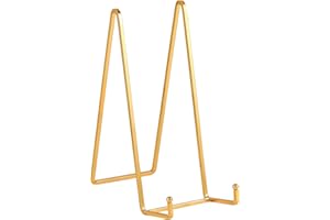 DIDUDIDU Soporte Platos Mesa Caballete Expositor - Soportes para Platos Decorativos - Soporte de Placa Grande para Exhibicion - Caballetes Para Cuadros | Marcos de Fotos | Libros - Dorado - 2 Piezas - 25 cm