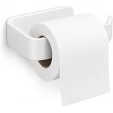 Alper Banyo Beyaz Lamalı Tuvalet Kağıtlığı, WC Kağıt Askılığı, Hem Yapışkanlı Hem Vidalı Montajlı, A&ccedil;ık U&ccedil; Tasarımlı Banyo Tu