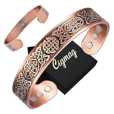 Cigmag Lymphatic Drainage Magnetic Bracelet For Men Ultra Strength Magnet 99% Solid Pure Copper Adjustable Brazaletes With Gift Box (copper Celtic Knot 1)