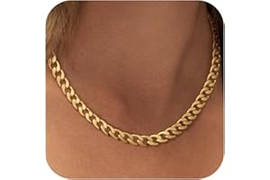 SLOONG Halskette Damen Gold/Silber 925 Wasserfest Panzerkette 8MM Breite Kubanische Gliederkette Damen Hip-Hop Kette Cuban Chain Necklace 45 50 55 60 70 cm
