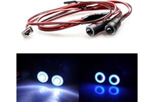 ZUOLAN XUNJIAJIE 1 Piece 5 mm 2 LEDs Angel Eyes & Demon Eyes Headlight RC Car Light for 1/10 RC Crawler (Blue & White)