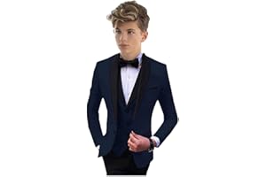 BOTONG Abito formale con risvolto scialle per ragazzi 3 PC giacca gilet pantaloni ragazzi vestito da festa smoking da sposa vestito per bambini