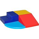 Module De Motricité Mousse Enfant DREAMADE - Blocs Construction Avec Escalier Et Toboggan - Violet & Jaune