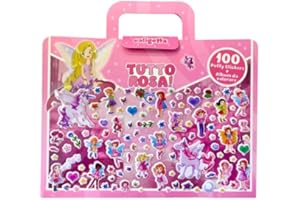 EURO PUBLISHING Valigetta Puffy Stickers Tutto Rosa - cm 25,5x18,5 (include 1 album da colorare +100 puffy stickers attacca e stacca)
