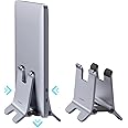 Hagibis Vertical Laptop Stand Desktop for Desk Gravity Locking Holder Dock Save Space Improves Airflow for MacBook Pro, Mac Mini, Surface, HP, Dell, Chrome Book (Grey Alloy)