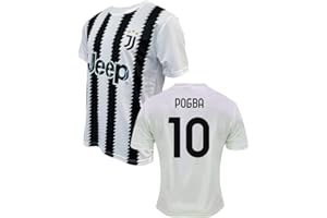 ZeroPlayer Maglia Bianconeri Personalizzata con Nome e Numero di Paul Labile Pogba 10 Home 2022 2023 Replica Ufficiale, Bianco, Nero, 100% Poliestere