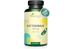 ‎VEGAVERO Nattokinase Kapseln hochdosiert | 20.000 FU/g | Aus Natto – fermentierte Sojabohnen | 180 Stück | Laborgeprüft | Vegan - ohne Zusatzstoffe | Deutsche Produktion Vegavero