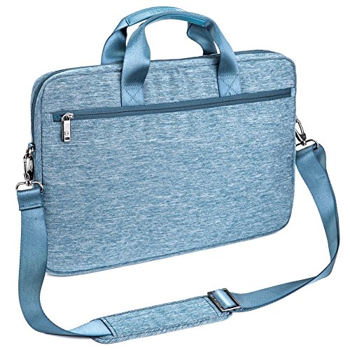 Laptophülle, Evecase 17.3 Zoll Universal Neoprene Gepolsterte Notebook Briefcase Laptop Schutzhülle mit Anzug-Gewebe / Ablösbaren Träger / Handgriff / Frontfach / Zubehörfächer für Lenovo Asus Acer HP – Himmelblau - 3