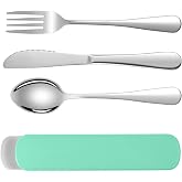 HOTUT 3-Piece Cutlery Set, Stainless Steel Cutlery Set, with Knives, Spoon, Forks, Storage Bag, Camping Stainless Steel, Camp
