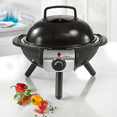 HOBERG BBQ Tischgrill Compact, elektrische Tischgrill mit schwarze BIO-LON CERAMIC Antihaftversiegelung, schwarz - 2