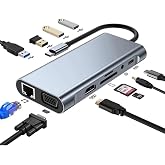 MODDESTORE TYPE C Hub 11 in 1 USB C Docking Station 4K HDMI,VGA,Type C PD,USB3.0,RJ45 Ethernet,SD/TF AUX Pc Uyumlu Adapt&ouml;r &Ccedil;o