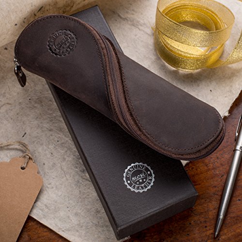 Estuche de cuero aut ntico - estilo vintage hecho a mano suave estuche de gafas delgadas estuche de l pices y cartuchera Estuche de cuero aut ntico - estilo vintage hecho a mano suave estuche de gafas delgadas estuche de l pices y cartuchera