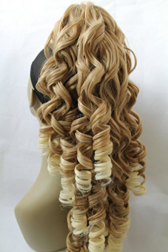 New Long Synthetic Curly Light Mix Blonde Mix Dark Blonde Claw Clip Ponytail Hair Piece Extension 22" (Dark Mix Blonde #27613)