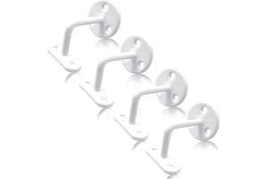 SHIRE FIXINGS Pack of 4 Handrail Brackets for Stairs, White Banister Rail Brackets, Wall-Mounted Stair Rail Brackets for Stainless-Steel or Wooden Handrail, Heavy-Duty and Stylish Banister Rails Bracket