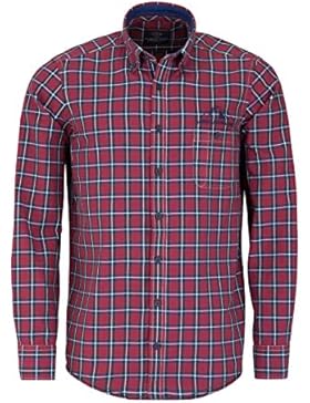 CASAMODA Casual Fit Hemd Langarm Button Down Kragen Karo rot