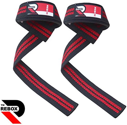 Rebox Red/Black Professional Weight Lifting Gym Srtaps Wrist Support Wraps Hand Bar Body Building Training Workout