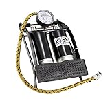 Diese Doppel-Fuß-Pumpe verfügt über eine Vielzahl an Einsatzmöglichkeiten. Mit dem Extra-Adapter können Sie verschiedene Reifen aufblasen: 4x4-Jeep, Fahrrad, Auto, Motorrad, Wohnwagen, Wohnmobil und auch schlauchlose Reifen. In einigen europäischen Ländern ist es gesetzlich Pflicht zu jeder Zeit eine Pumpe mit sich in Ihrem Fahrzeug zu haben. Seien Sie daher gut vorbereitet. Dieser Artikel ist ideal für Straßen-Notfälle auf Straßen/Autobahnen.