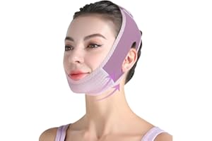 AIYVELU Lifting Maske, V Maske Wange Kinn Lift Band, wiederverwendbare Doppelkinn Reduktion Kinnband, Gesichtsbandage Facial Lift Bandage, Anti Aging und Gesichts-Kompression Kinn (Lila)