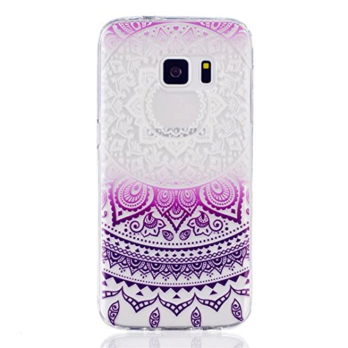 KSHOP Taschen Samsung Galaxy S7 Hülle TPU Silikon Case Schutzhülle durchsichtig transparent Ultra dünn kratzfeste Anti-Fingerprint - Indien Deep Purple Mandala