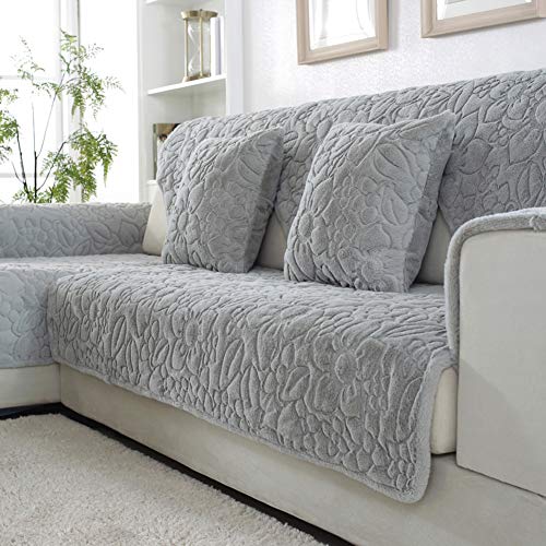 JR%L Velluto di Cristallo Premium Divano Protector, Doubleface Copertura Divano per Soggiorno Fodera per Divano Sede-Grigio 35" w X 35" h