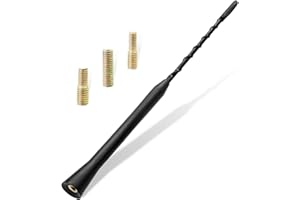 ROHMERIQUE 1PCS Universal Car Roof Antenna Replacement with Signal Booster Rod, Durable AM/FM/DAB Radio Aerial, Easy Install with M4/M5/M6 Screws for Cars, Trucks, SUVs