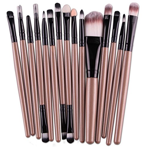WANGSAURA® Pro Cosmetic Makeup 15pcs Brushes Set Powder Foundation Eye shadow Eyeliner Lip Brush Tool (gold and black)
