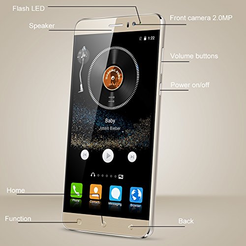 KivorsÂ® Smartphone Kivors k800 Android 5.1 Handy mit 6.0 Zoll IPS Display (960*540) Dual SIM Mobile WCDMA Phone MTK6580 quad Core 1.3 GMHz