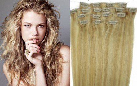 15"Premium CLIP IN REMY REAL 100% HUMAN HAIR EXTENSIONS 7PCS 24# Light Ash Blond FULL HEAD