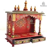 Kamdhenu art and craft Wooden Home Temple (Red)