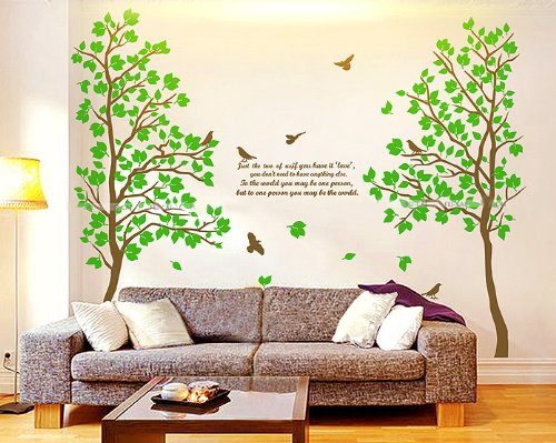 Colorfulworld@ XXXL! Riesige grüne Paar Baum Wandtattoo Sticker 6 Wege zu gelten 170cm (H) Wandtattoo Wandaufkleber Wandsticker Kinderzimmer - 3
