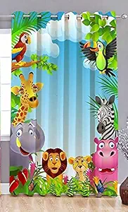 Mahaluxmi Creations 3D Curtains for Window 5ft Set of 2 | Digitally Themed Curtain for Parties and Birthday Decor | Polyester Panel and Drapes for Living Room Kitchen Hall, 4 x 5 Feet, Animal