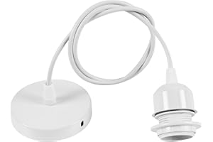 Niviy Cable Suspension Luminaire Blanc Douille Ampoule Plafond avec Cable de 100 cm E27 Porte Lampe Suspension Douille e27 avec Fixation Plafonnier Accessoire pour Cuisine Bar&Café 1pcs