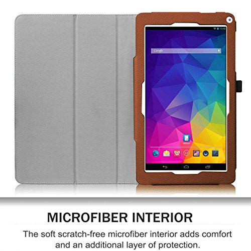 Fintie Odys Ieos Quad white Edition X610092 / Ieos Quad Pro Office Edition (10,1 Zoll) Tablet-PC Hülle – Slim Fit Folio Kunstleder Schutzhülle Cover Tasche mit Ständerfunktion und Stylus-Halterung, Braun - 6