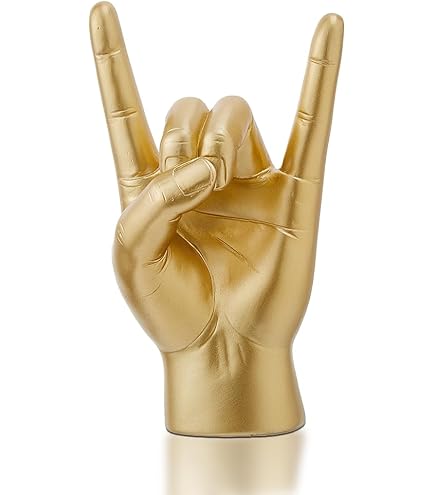 Statue De Main En Résine "Rock And Roll" - Signe "I Love You" Et Cornes - Hauteur 19,5 Cm - Décoration D'intérieur, étagère, Bureau - Cadeau Original Pour Fan De Musique