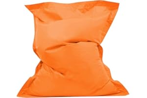 luckystoreme Extra Large Giant Beanbag Cover with Double Zip Indoor & Outdoor Bean Bag Cover Chair Lounger Waterproof Extra Strong Seams for Home Garden Gamer (No Filling) (Orange Red,140X180CM)
