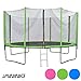 Produktbild Jawinio Trampolin 425 cm (14F) Gartentrampolin Jumper Komplett-Set inkl. Leiter, Sicherheitsnetz und Sprungmatte Grün, Blau Oder Pink (Grün)