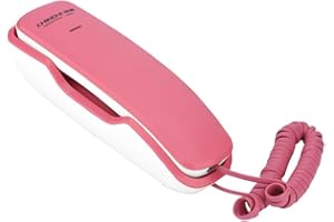 Wandtelefon Schnurtelefon,Richer-R Schnurgebundes Telefon Wahlwiederholung/Mute/Pause Analog Telefon,Noise Cancelling Kompakttelefon Wand-Telefon für Hause Büro Pink