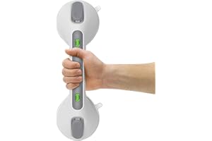 LORESJOY Poignées de Douche à Ventouse,Poignée de Baignoire Murale,Barres d'appui de Salle de Bain Antidérapante,Sans Perçage,Poignée de Sécurité Portable pour Enfants Personnes âgées(12in)