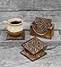 Produktbild Store Indya, Holz 4er Set-Platz Untersetzer fur Tee-Kaffee-Drinks mit Halter Hand geschnitzt Blumenmotiv, Kuche Barzubehor