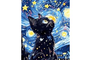 JIEYISIER Peinture Numero Adulte,Chat Peinture par Numero Adulte,Le Ciel étoilé Kits de Peinture au Numéro pour Décoration Maison et Cadeau 40x50cm