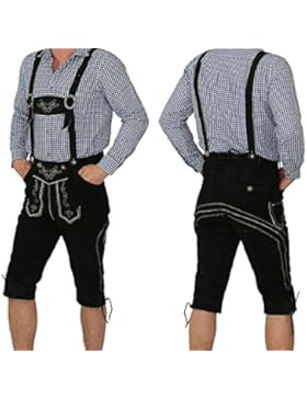 Herren Trachten Kniebund Lederhosen mit verstellbaren Trägern in verschiedenen Farben