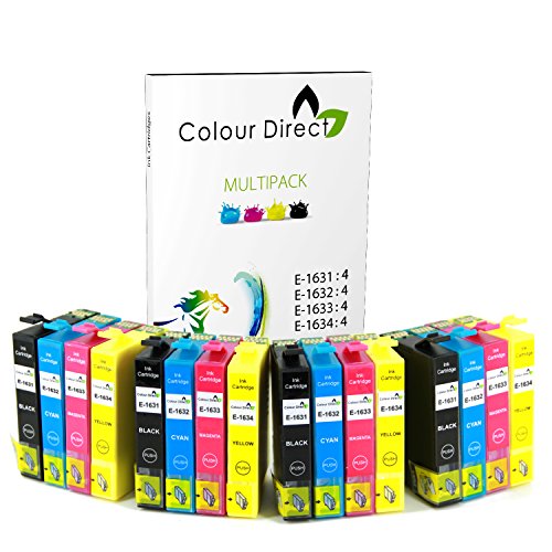 Colour Direct 16 XL cartuchos de tinta de alta capacidad compatibles reemplazo para impresoras Epson WorkForce WF-2010 W WF-2510WF WF-2520NF WF-2530WF WF-2540WF Colour Direct 16 XL cartuchos de tinta de alta capacidad compatibles reemplazo para impresoras Epson WorkForce WF-2010 W WF-2510WF WF-2520NF WF-2530WF WF-2540WF